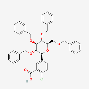 molecular formula C41H39ClO7 B2503527 2-chloro-5-[(2S,3S,4R,5R,6R)-3,4,5-tris(benzyloxy)-6-[(benzyloxy)methyl]oxan-2-yl]benzoic acid CAS No. 842133-80-6