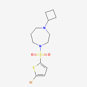 molecular formula C13H19BrN2O2S2 B2503550 1-((5-溴噻吩-2-基)磺酰基)-4-环丁基-1,4-二氮杂环戊烷 CAS No. 2309555-74-4