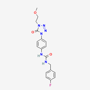 molecular formula C18H19FN6O3 B2503556 1-(4-fluorobenzyl)-3-(4-(4-(2-methoxyethyl)-5-oxo-4,5-dihydro-1H-tetrazol-1-yl)phenyl)urea CAS No. 1396567-96-6