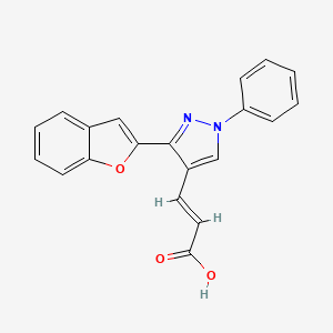 molecular formula C20H14N2O3 B2503563 3-[3-(1-benzofuran-2-yl)-1-phenyl-1H-pyrazol-4-yl]prop-2-enoic acid CAS No. 681282-39-3