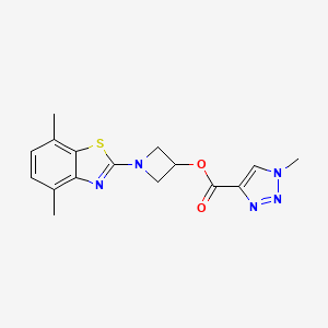 molecular formula C16H17N5O2S B2503567 1-(4,7-二甲基苯并[d]噻唑-2-基)氮杂环丁-3-基 1-甲基-1H-1,2,3-三唑-4-羧酸盐 CAS No. 1396874-79-5