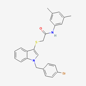 molecular formula C25H23BrN2OS B2503568 2-[1-[(4-bromophenyl)methyl]indol-3-yl]sulfanyl-N-(3,5-dimethylphenyl)acetamide CAS No. 681274-41-9