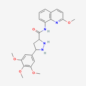 molecular formula C23H22N4O5 B2503570 N-(2-methoxyquinolin-8-yl)-5-(3,4,5-trimethoxyphenyl)pyrazolidine-3-carboxamide CAS No. 1319149-17-1