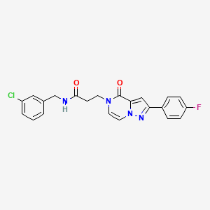 molecular formula C22H18ClFN4O2 B2503572 N-(3-chlorobenzyl)-3-[2-(4-fluorophenyl)-4-oxopyrazolo[1,5-a]pyrazin-5(4H)-yl]propanamide CAS No. 1326909-85-6