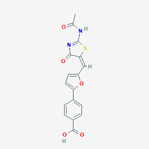 molecular formula C17H12N2O5S B250358 4-(5-{[2-(Acetylimino)-4-oxo-1,3-thiazolidin-5-ylidene]methyl}-2-furyl)benzoic acid 