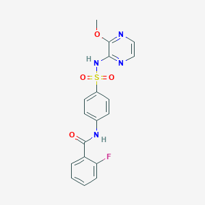 molecular formula C18H15FN4O4S B2503582 2-fluoro-N-(4-(N-(3-methoxypyrazin-2-yl)sulfamoyl)phenyl)benzamide CAS No. 1354267-48-3