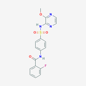 molecular formula C18H15FN4O4S B2503582 2-fluoro-N-(4-(N-(3-méthoxypyrazin-2-yl)sulfamoyl)phényl)benzamide CAS No. 1354267-48-3