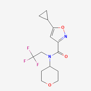 molecular formula C14H17F3N2O3 B2503587 5-cyclopropyl-N-(tetrahydro-2H-pyran-4-yl)-N-(2,2,2-trifluoroethyl)isoxazole-3-carboxamide CAS No. 1396846-86-8