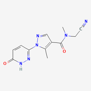 molecular formula C12H12N6O2 B2503598 N-(Cyanomethyl)-N,5-dimethyl-1-(6-oxo-1H-pyridazin-3-yl)pyrazole-4-carboxamide CAS No. 2220198-64-9