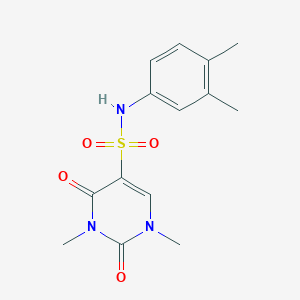 molecular formula C14H17N3O4S B2503600 N-(3,4-dimethylphenyl)-1,3-dimethyl-2,4-dioxopyrimidine-5-sulfonamide CAS No. 874806-66-3