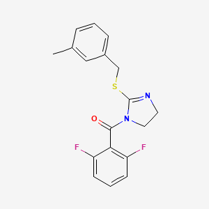 molecular formula C18H16F2N2OS B2503602 (2,6-difluorophenyl)(2-((3-methylbenzyl)thio)-4,5-dihydro-1H-imidazol-1-yl)methanone CAS No. 851803-46-8