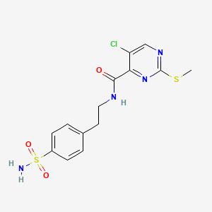 molecular formula C14H15ClN4O3S2 B2503610 5-chloro-2-(methylsulfanyl)-N-[2-(4-sulfamoylphenyl)ethyl]pyrimidine-4-carboxamide CAS No. 832684-42-1
