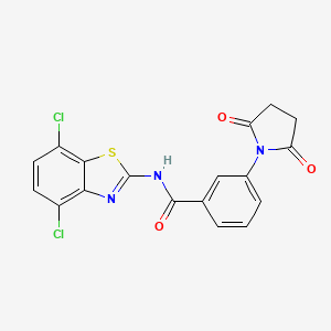 molecular formula C18H11Cl2N3O3S B2503613 N-(4,7-二氯苯并[d]噻唑-2-基)-3-(2,5-二氧代吡咯烷-1-基)苯甲酰胺 CAS No. 897618-06-3