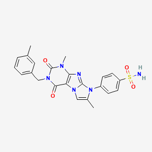 molecular formula C23H22N6O4S B2503634 4-(1,7-dimethyl-3-(3-methylbenzyl)-2,4-dioxo-3,4-dihydro-1H-imidazo[2,1-f]purin-8(2H)-yl)benzenesulfonamide CAS No. 938789-56-1