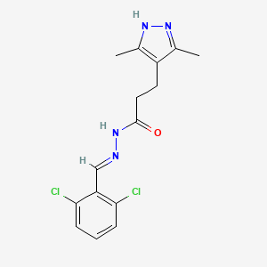 molecular formula C15H16Cl2N4O B2503636 (E)-N'-(2,6-dichlorobenzylidene)-3-(3,5-dimethyl-1H-pyrazol-4-yl)propanehydrazide CAS No. 307321-26-2