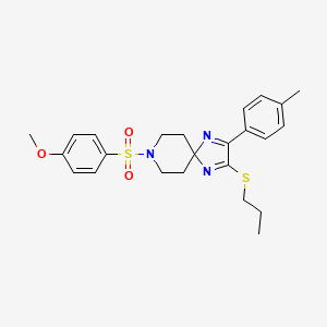 molecular formula C24H29N3O3S2 B2503637 8-[(4-Methoxyphenyl)sulfonyl]-2-(4-methylphenyl)-3-(propylthio)-1,4,8-triazaspiro[4.5]deca-1,3-diene CAS No. 932285-53-5