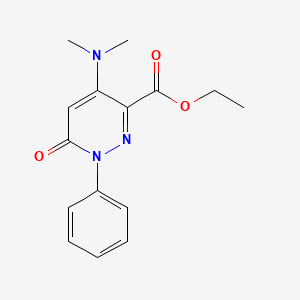 molecular formula C15H17N3O3 B2503646 Ethyl 4-(dimethylamino)-6-oxo-1-phenyl-1,6-dihydro-3-pyridazinecarboxylate CAS No. 339030-85-2