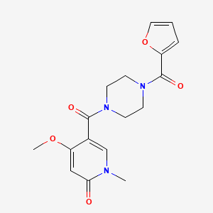 molecular formula C17H19N3O5 B2503652 5-(4-(furan-2-carbonyl)piperazine-1-carbonyl)-4-methoxy-1-methylpyridin-2(1H)-one CAS No. 2034527-96-1