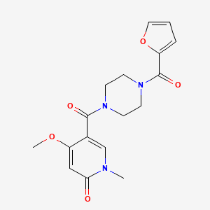 molecular formula C17H19N3O5 B2503652 5-(4-(呋喃-2-酰基)哌嗪-1-酰基)-4-甲氧基-1-甲基吡啶-2(1H)-酮 CAS No. 2034527-96-1