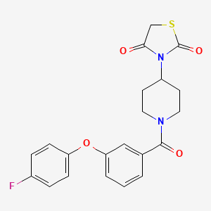 molecular formula C21H19FN2O4S B2503655 3-(1-(3-(4-Fluorofenoxi)benzoil)piperidin-4-il)tiazolidina-2,4-diona CAS No. 2034276-74-7