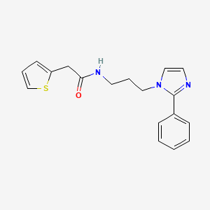 molecular formula C18H19N3OS B2503659 N-(3-(2-phenyl-1H-imidazol-1-yl)propyl)-2-(thiophen-2-yl)acetamide CAS No. 1421461-70-2