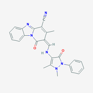 molecular formula C25H20N6O2 B250367 (2Z)-2-[[(1,5-dimethyl-3-oxo-2-phenylpyrazol-4-yl)amino]methylidene]-3-methyl-1-oxopyrido[1,2-a]benzimidazole-4-carbonitrile 