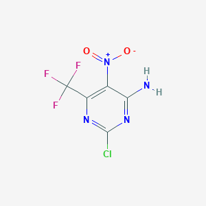 molecular formula C5H2ClF3N4O2 B2503670 2-Chloro-5-nitro-6-(trifluoromethyl)pyrimidin-4-amine CAS No. 23663-18-5