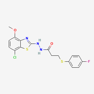 N'-(7-chloro-4-methoxybenzo[d]thiazol-2-yl)-3-((4-fluorophenyl)thio)propanehydrazide