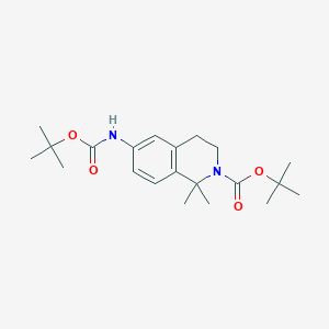 molecular formula C21H32N2O4 B2503680 6-（叔丁氧羰基）氨基-1,1-二甲基-3,4-二氢异喹啉-2(1H)-羧酸叔丁酯 CAS No. 2411637-27-7