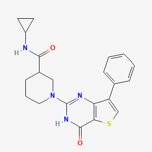 molecular formula C21H22N4O2S B2503701 N-cyclopropyl-1-(4-oxo-7-phenyl-3,4-dihydrothieno[3,2-d]pyrimidin-2-yl)piperidine-3-carboxamide CAS No. 1243104-49-5