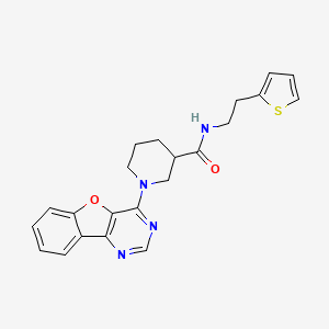 molecular formula C22H22N4O2S B2503704 1-([1]benzofuro[3,2-d]pyrimidin-4-yl)-N-[2-(thiophen-2-yl)ethyl]piperidine-3-carboxamide CAS No. 1115966-60-3