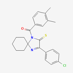 molecular formula C23H23ClN2OS B2503719 3-(4-Chlorophenyl)-1-(3,4-dimethylbenzoyl)-1,4-diazaspiro[4.5]dec-3-ene-2-thione CAS No. 1223862-40-5