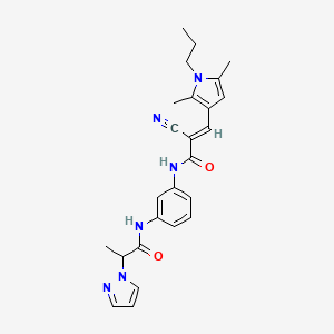 molecular formula C25H28N6O2 B2503728 (E)-2-cyano-3-(2,5-dimethyl-1-propylpyrrol-3-yl)-N-[3-(2-pyrazol-1-ylpropanoylamino)phenyl]prop-2-enamide CAS No. 1173320-93-8