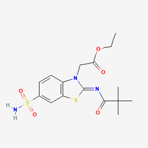(Z)-ethyl 2-(2-(pivaloylimino)-6-sulfamoylbenzo[d]thiazol-3(2H)-yl)acetate