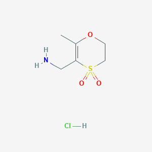 molecular formula C6H12ClNO3S B2503739 (6-Methyl-4,4-dioxo-2,3-dihydro-1,4-oxathiin-5-yl)methanamine;hydrochloride CAS No. 2408975-32-4