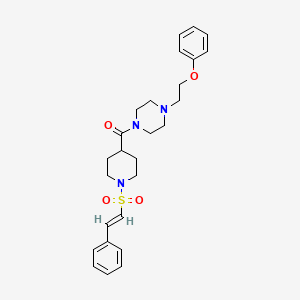 molecular formula C26H33N3O4S B2503764 [4-(2-phenoxyethyl)piperazin-1-yl]-[1-[(E)-2-phenylethenyl]sulfonylpiperidin-4-yl]methanone CAS No. 879323-38-3