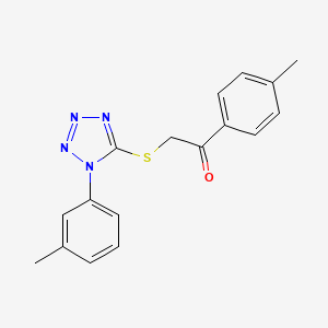 molecular formula C17H16N4OS B2503765 1-(p-tolyl)-2-((1-(m-tolyl)-1H-tetrazol-5-yl)thio)ethanone CAS No. 326014-62-4