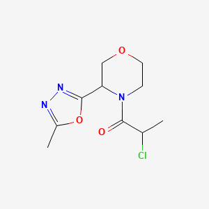 molecular formula C10H14ClN3O3 B2503771 2-Chloro-1-[3-(5-methyl-1,3,4-oxadiazol-2-yl)morpholin-4-yl]propan-1-one CAS No. 2411194-70-0