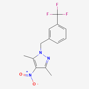 molecular formula C13H12F3N3O2 B2503773 3,5-Dimethyl-4-nitro-1-(3-trifluoromethyl-benzyl)-1H-pyrazole CAS No. 957482-32-5
