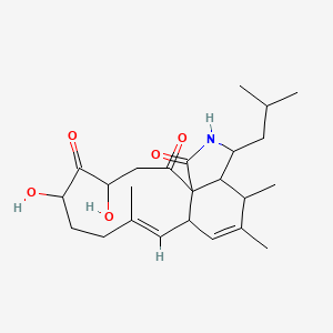 molecular formula C24H35NO5 B2503775 (9E)-4,6-Dihydroxy-9,13,14-trimethyl-16-(2-methylpropyl)-17-azatricyclo[9.7.0.01,15]octadeca-9,12-diene-2,5,18-trione CAS No. 1239965-46-8