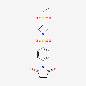 molecular formula C15H18N2O6S2 B2503777 1-(4-((3-(Ethylsulfonyl)azetidin-1-yl)sulfonyl)phenyl)pyrrolidine-2,5-dione CAS No. 2034473-55-5
