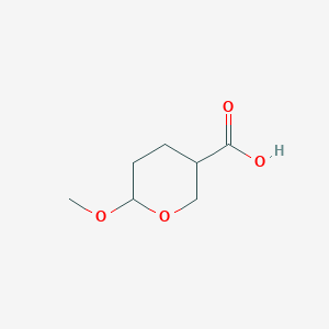 molecular formula C7H12O4 B025038 6-Methoxytetrahydropyran-3-carboxylic acid CAS No. 110407-56-2