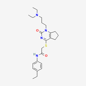 molecular formula C24H34N4O2S B2503801 2-((1-(3-(diethylamino)propyl)-2-oxo-2,5,6,7-tetrahydro-1H-cyclopenta[d]pyrimidin-4-yl)thio)-N-(4-ethylphenyl)acetamide CAS No. 898434-54-3