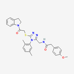 molecular formula C30H31N5O3S B2503803 N-((4-(2,5-dimethylphenyl)-5-((2-(indolin-1-yl)-2-oxoethyl)thio)-4H-1,2,4-triazol-3-yl)methyl)-2-(4-methoxyphenyl)acetamide CAS No. 309969-60-6