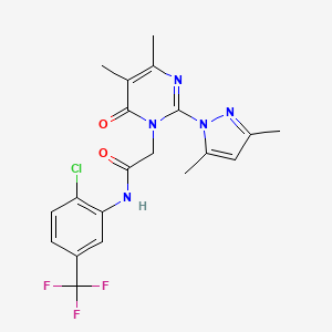 molecular formula C20H19ClF3N5O2 B2503820 N-(2-chloro-5-(trifluoromethyl)phenyl)-2-(2-(3,5-dimethyl-1H-pyrazol-1-yl)-4,5-dimethyl-6-oxopyrimidin-1(6H)-yl)acetamide CAS No. 1019106-08-1