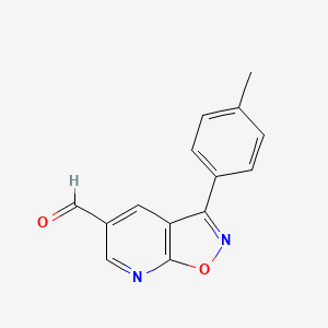 molecular formula C14H10N2O2 B2503828 3-(4-甲基苯基)异噁唑并[5,4-b]吡啶-5-甲醛 CAS No. 1253696-34-2