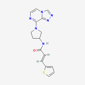 molecular formula C16H16N6OS B2503829 (E)-N-(1-([1,2,4]三唑并[4,3-a]吡嗪-8-基)吡咯烷-3-基)-3-(噻吩-2-基)丙烯酰胺 CAS No. 2035022-18-3