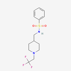 molecular formula C14H19F3N2O2S B2503840 N-[[1-(2,2,2-Trifluoroethyl)piperidin-4-yl]methyl]benzenesulfonamide CAS No. 2309185-49-5