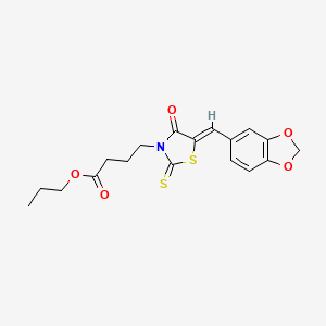 (Z)-propyl 4-(5-(benzo[d][1,3]dioxol-5-ylmethylene)-4-oxo-2-thioxothiazolidin-3-yl)butanoate