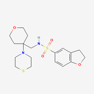 molecular formula C18H26N2O4S2 B2503868 N-[(4-Thiomorpholin-4-yloxan-4-yl)methyl]-2,3-dihydro-1-benzofuran-5-sulfonamide CAS No. 2415534-32-4